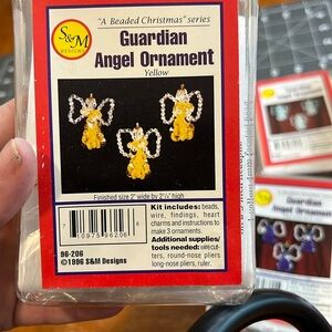 Rare VTG Guardian Angel Ornament KIT Christmas Beaded Unused 1996 S&M Designs E2